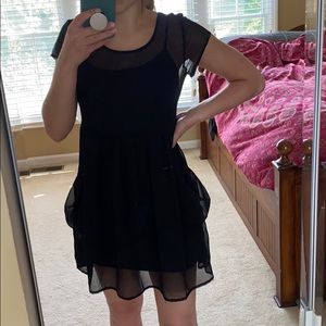 Cute flowy black linen see through dress